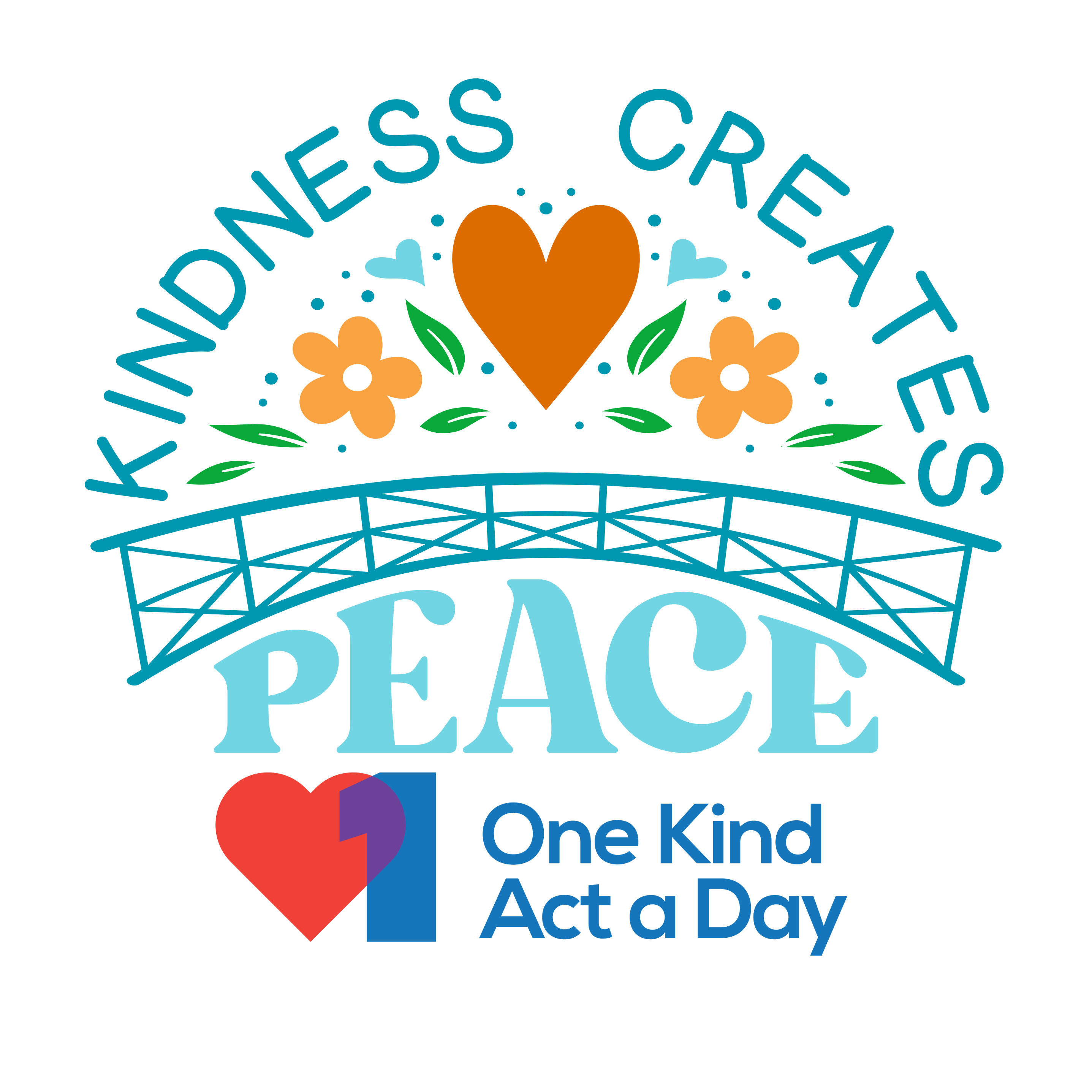 Kindness Creates Peace and One Kind Act a Day combined logo